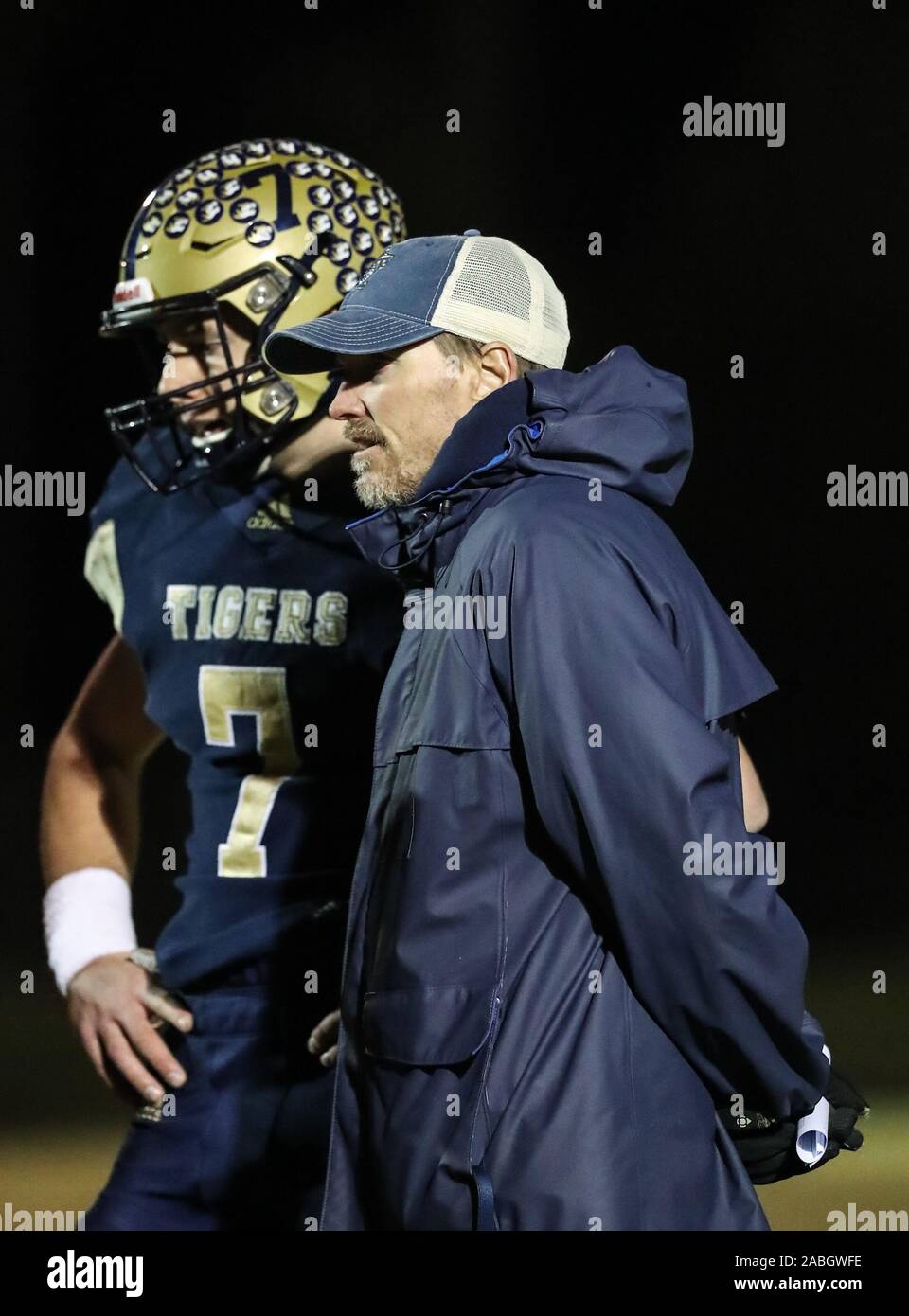 Varsity football action with Kellogg vs Timberlake High School in
