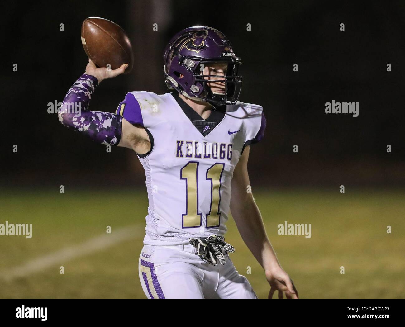 Varsity football action with Kellogg vs Timberlake High School in