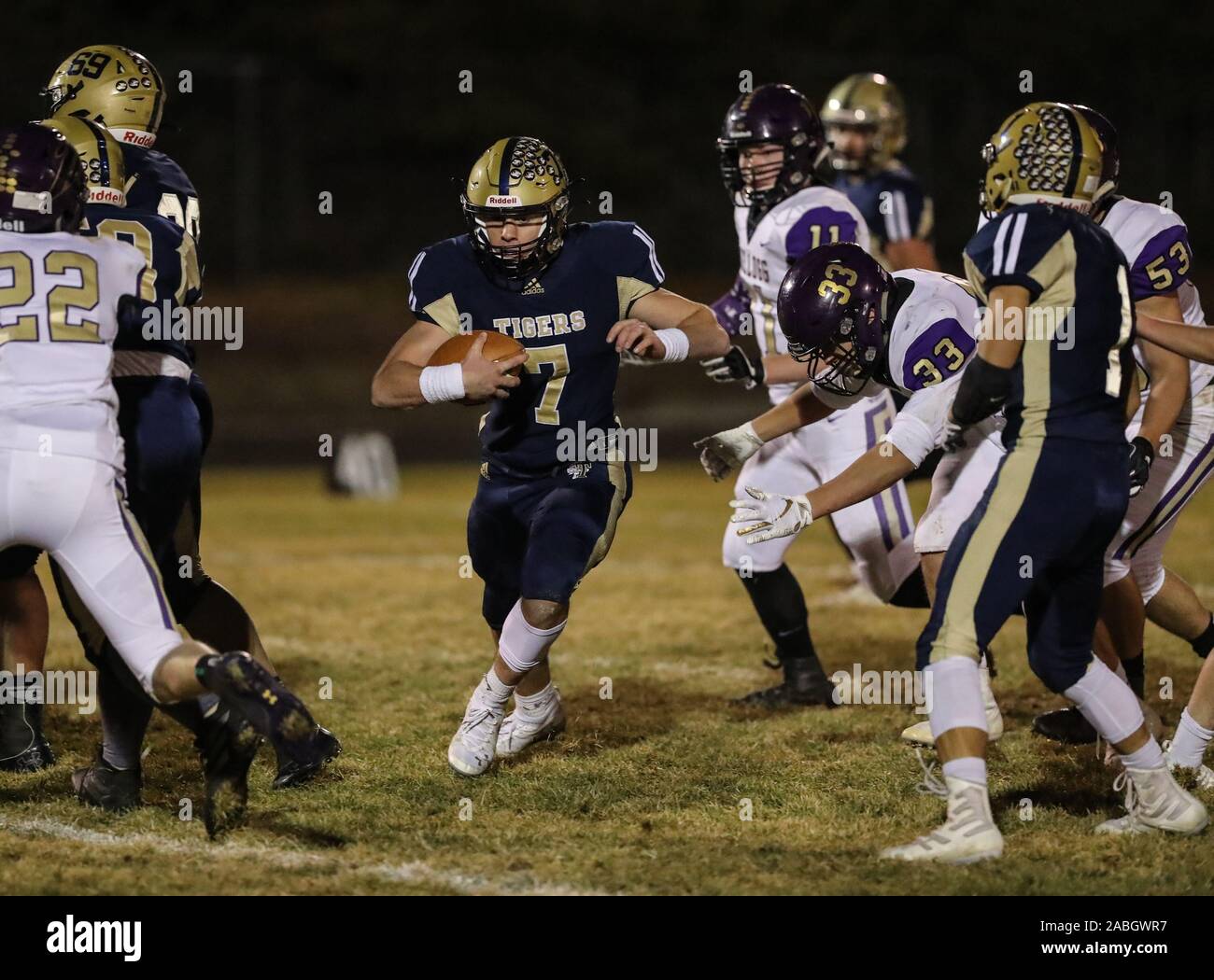 Varsity football action with Kellogg vs Timberlake High School in