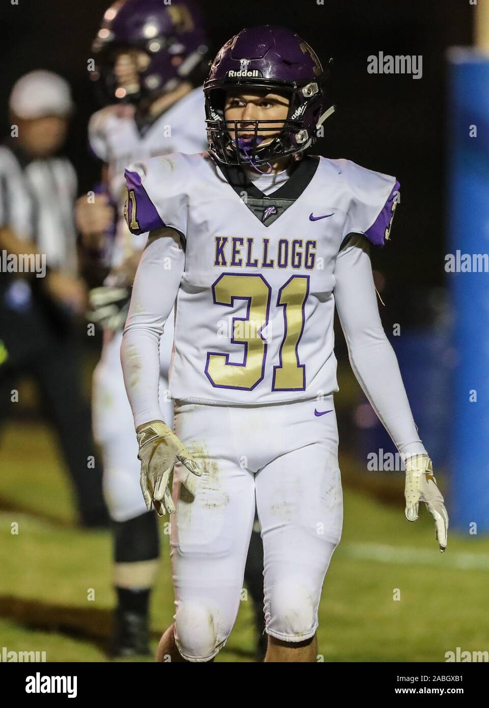 Varsity football action with Kellogg vs Timberlake High School in