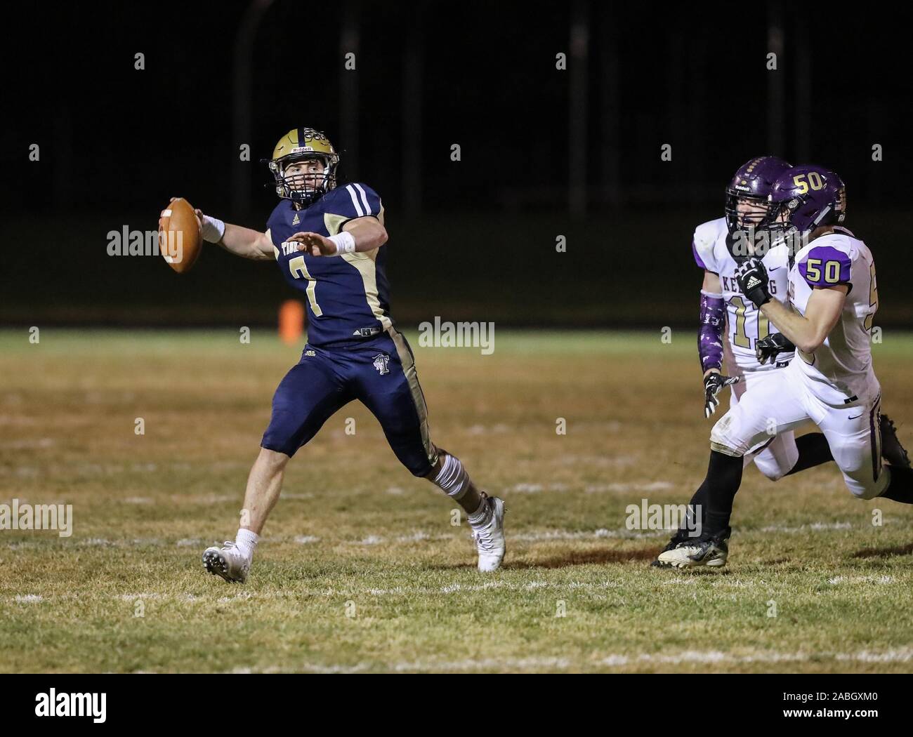 Varsity football action with Kellogg vs Timberlake High School in