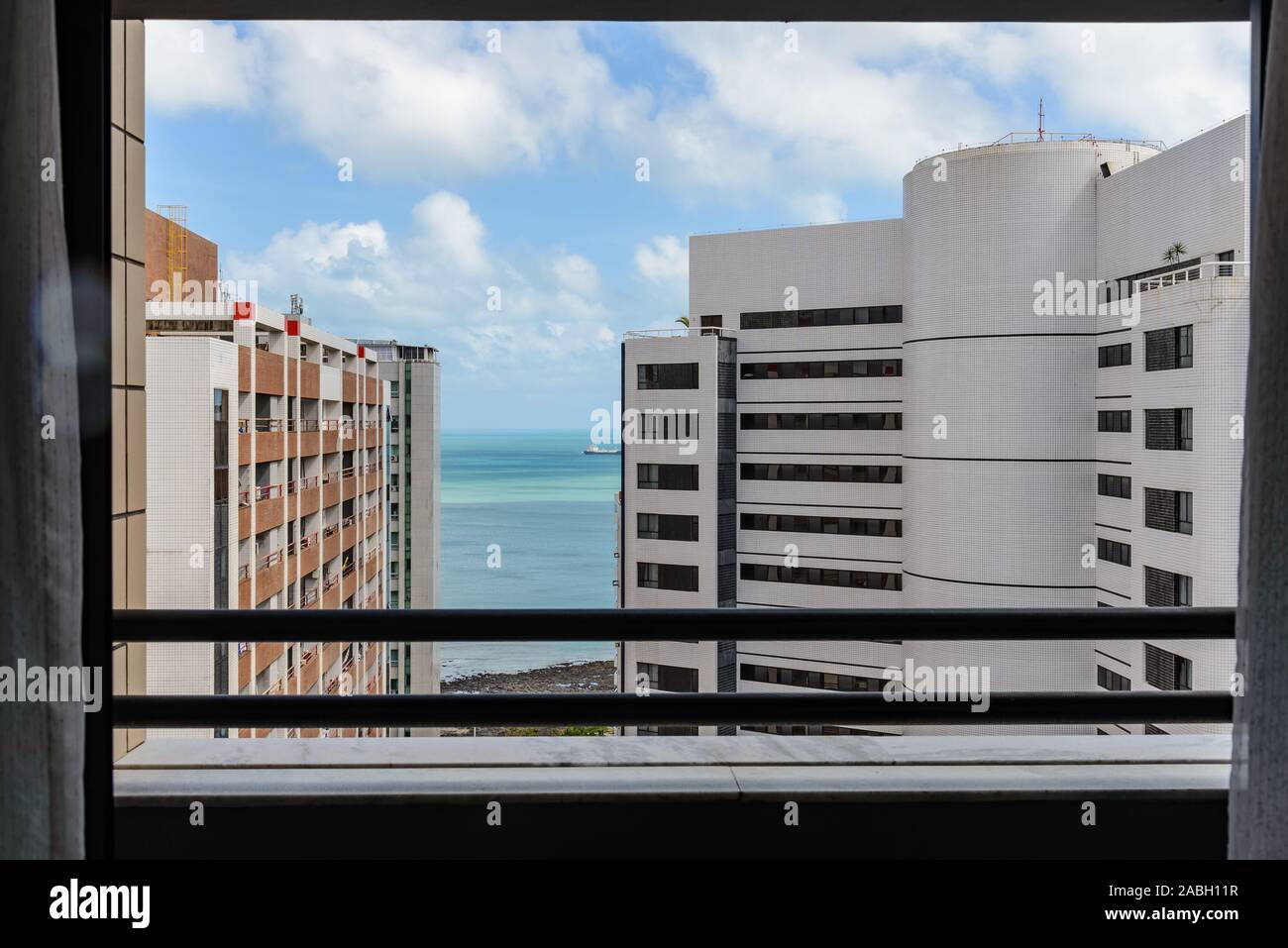 View of highrise buildings from a window. Fortaleza, Ceara, Brazil, South America. Stock Photo