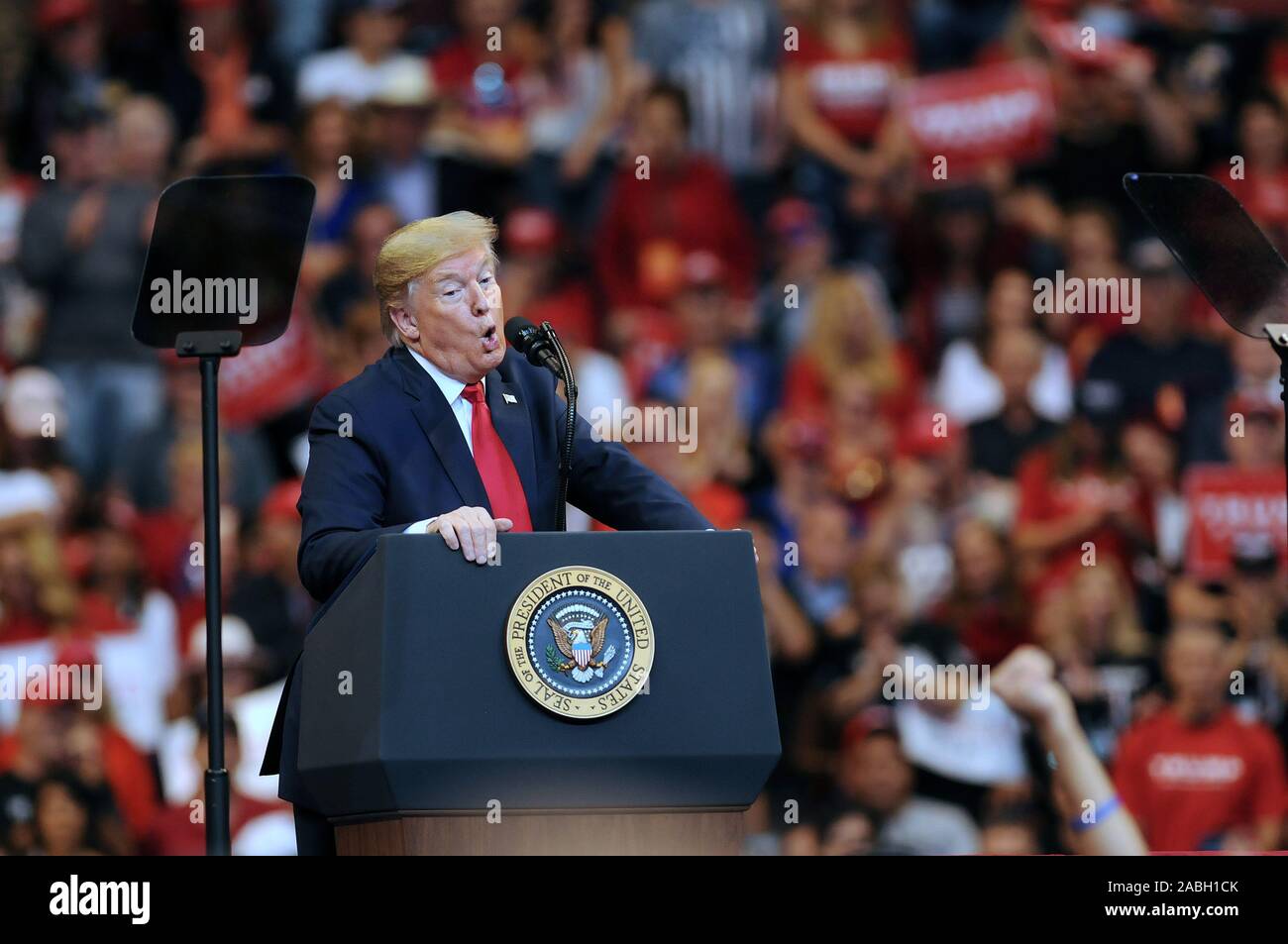 U.S. President Donald Trump speaks during the Florida Homecoming rally ...