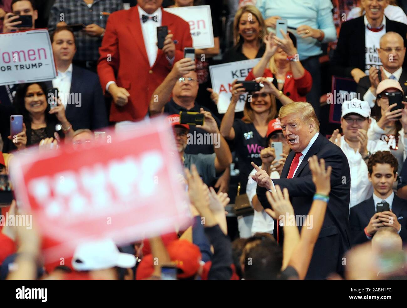 U.S. President Donald Trump speaks during the Florida Homecoming rally ...