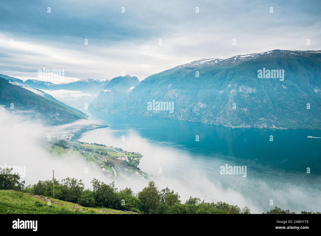 Sogn And Fjordane Fjord Norway Amazing Fjord Sogn Og Fjordane In Fog Clouds Summer Scenic View Of Famous Natural Attraction Landmark And Popular De Stock Photo Alamy