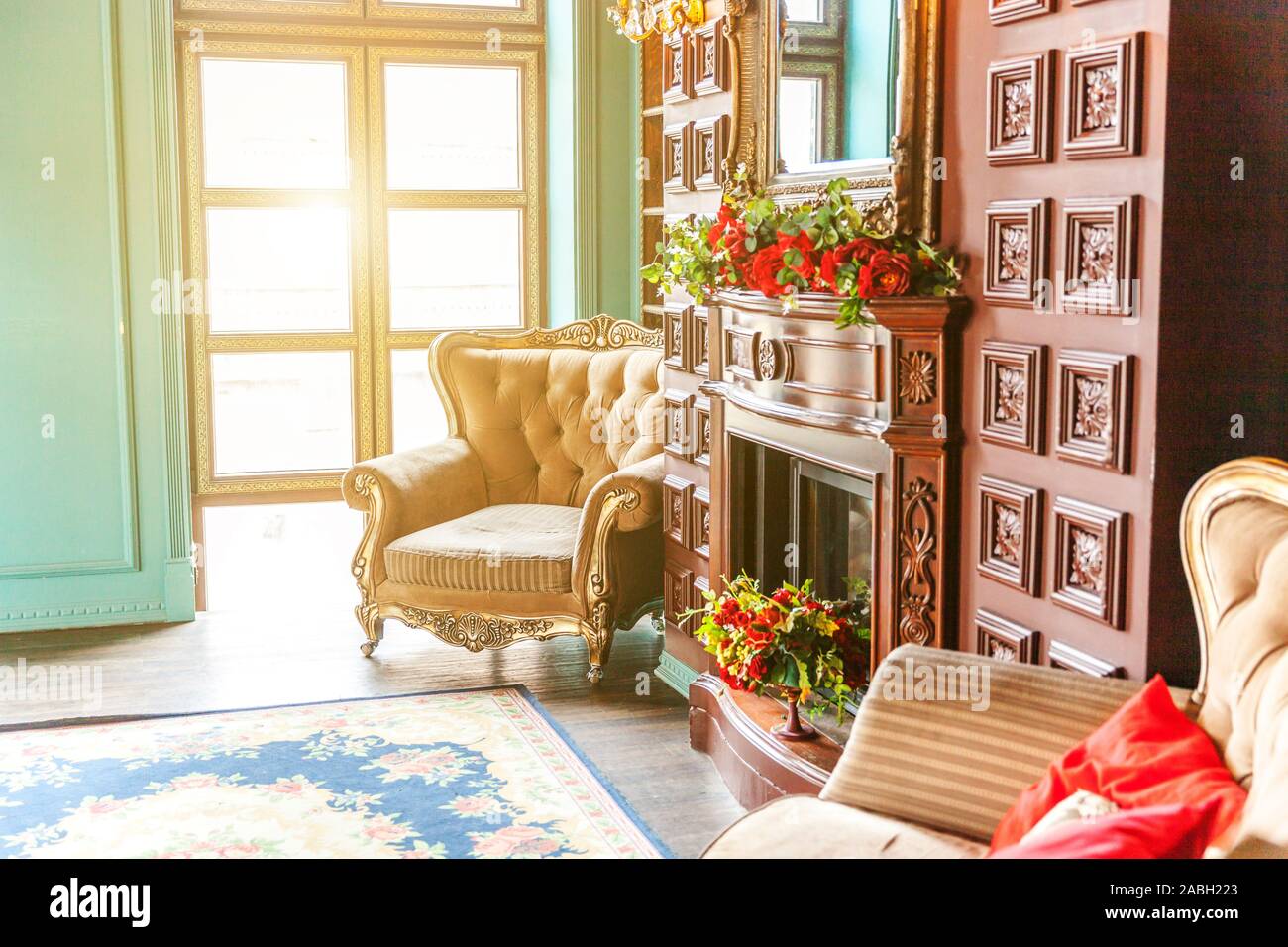 Luxury Classic Interior Of Home Library Sitting Room With