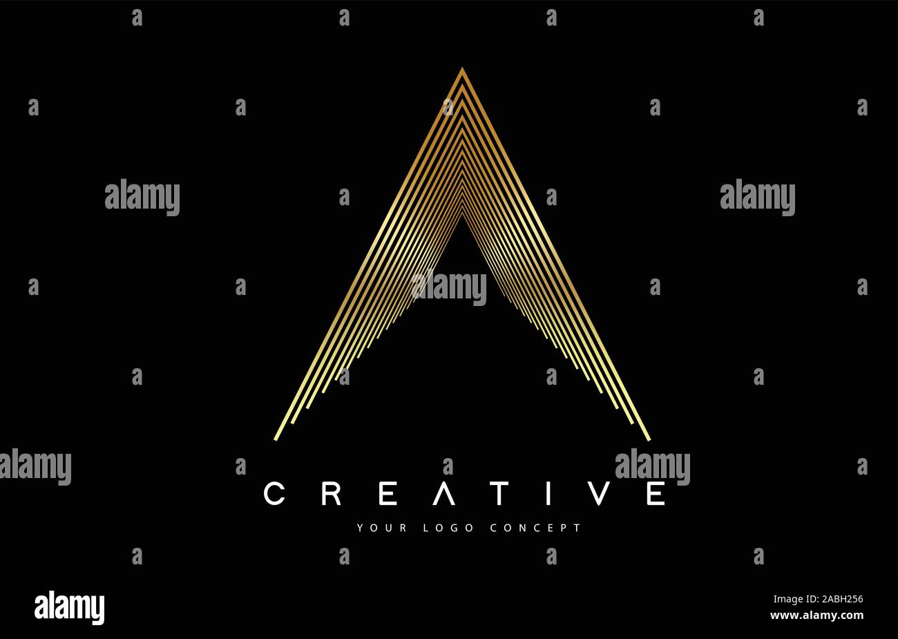 A Lines Letter Logo Vector Design. Creative A Letter Icon with Golden ...