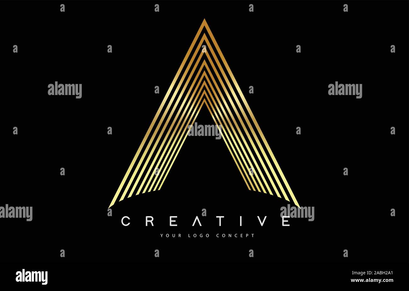 A Golden Lines Letter Logo Vector Design. Creative A Letter Icon Vector ...