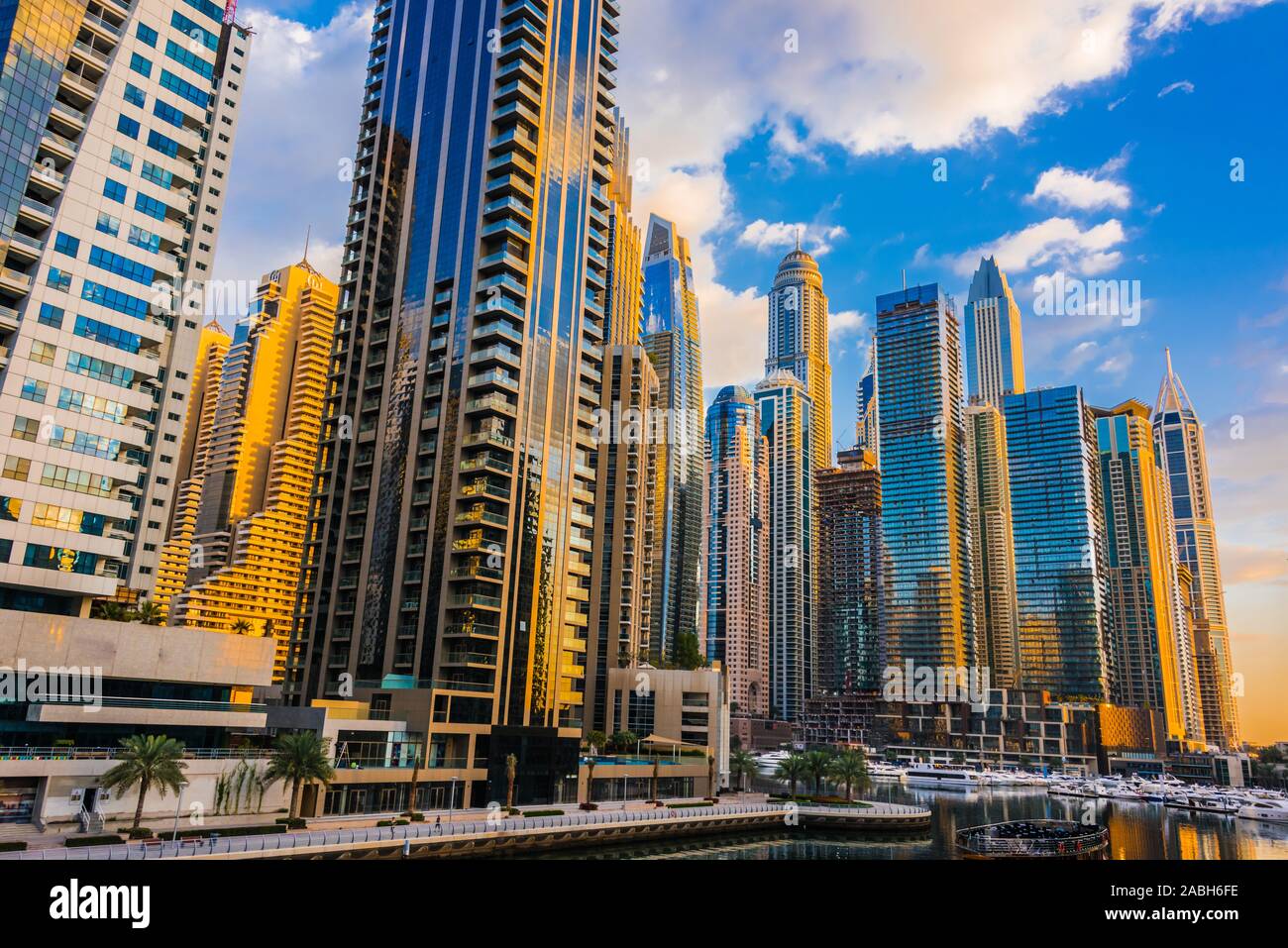 Modern residential architecture of Dubai Marina, United Arab Emirates ...