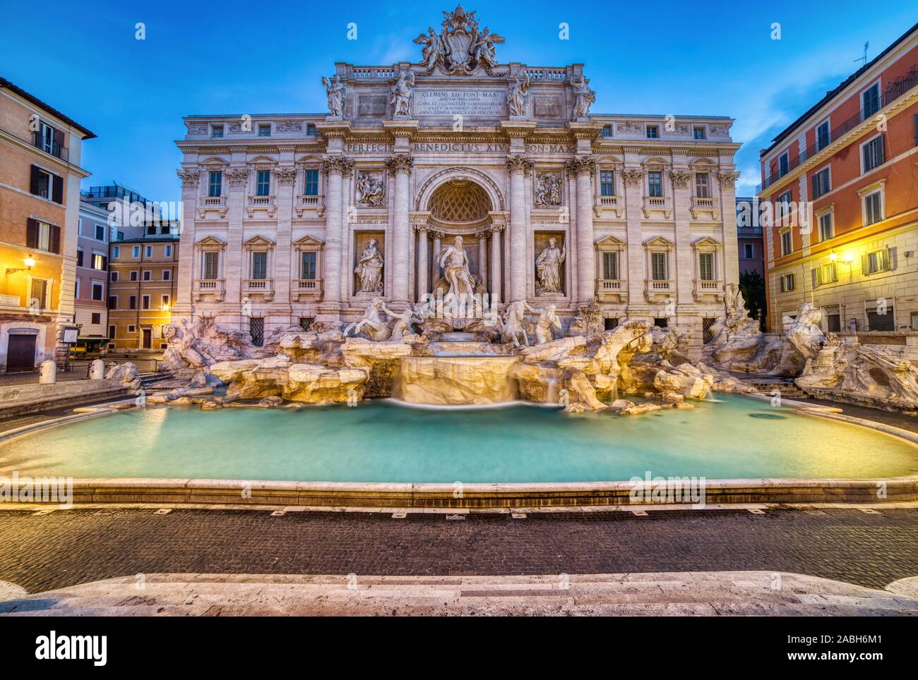 Illuminated Fontana Di Trevi, Trevi Fountain at Dusk, Rome, Italy ...