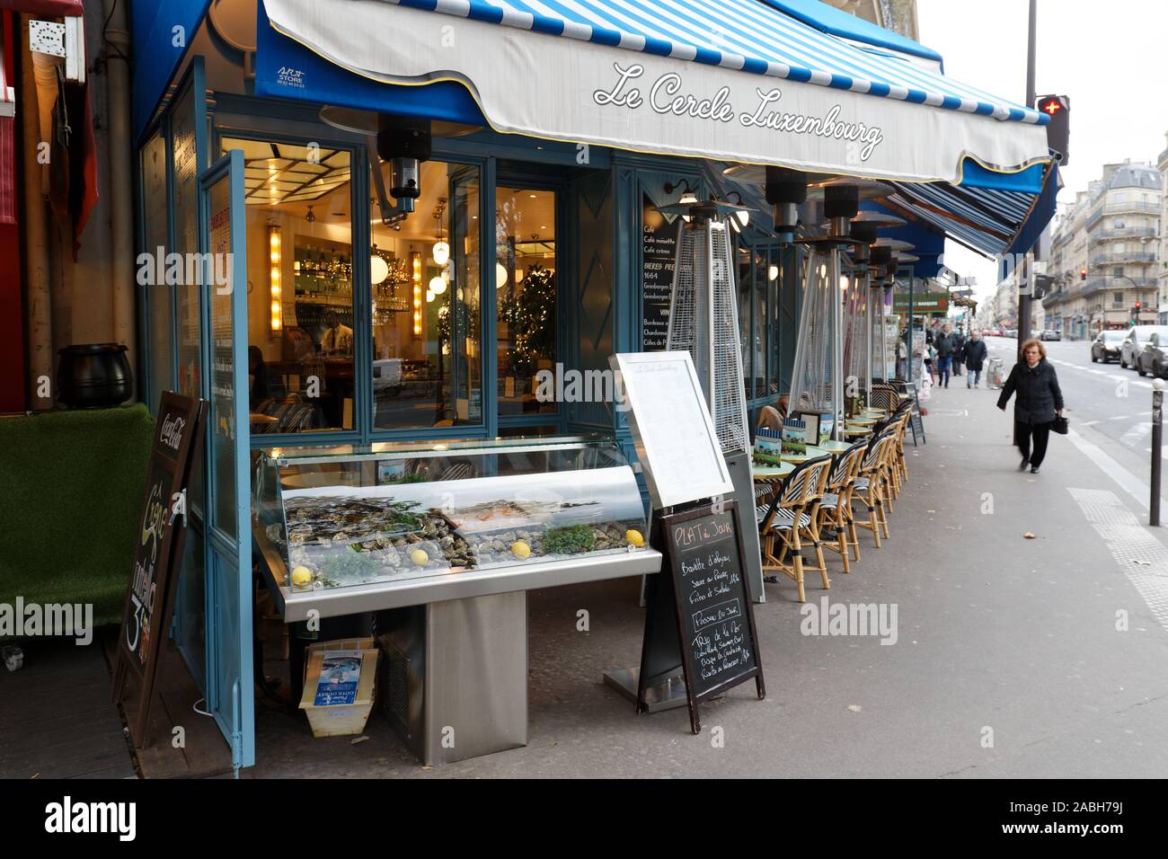 The traditional French restaurant Le Ceecle Luxembourg located in Latin qurter , Paris, France. Stock Photo
