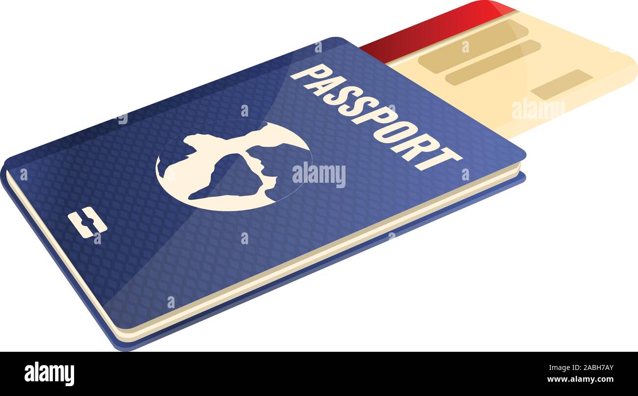 Passport air ticket icon. Cartoon of passport air ticket vector icon ...