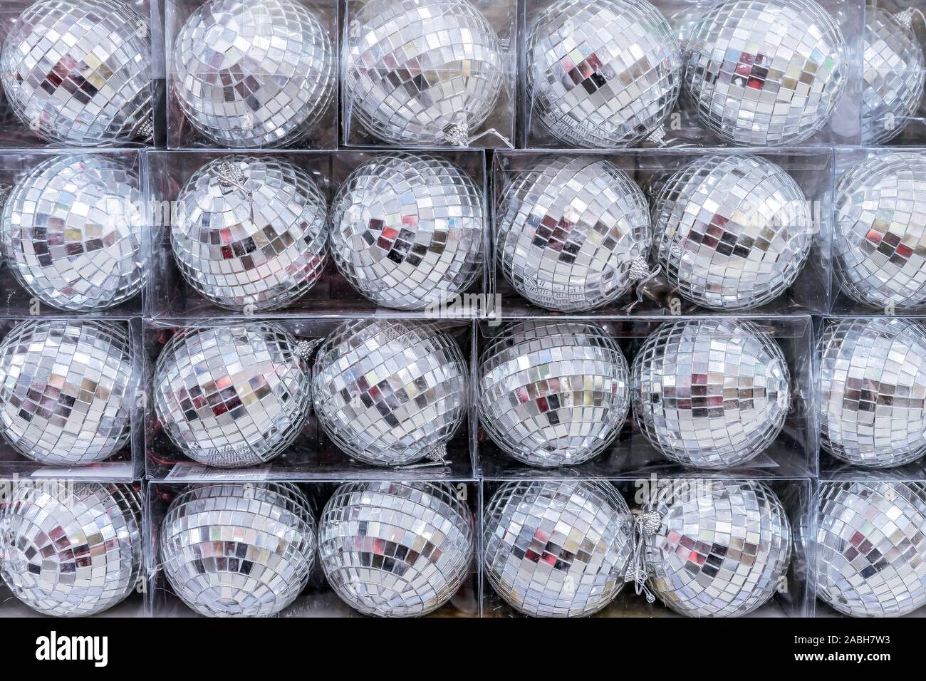 New Year Disco Balls Mirror Decorations On The Christmas Tree