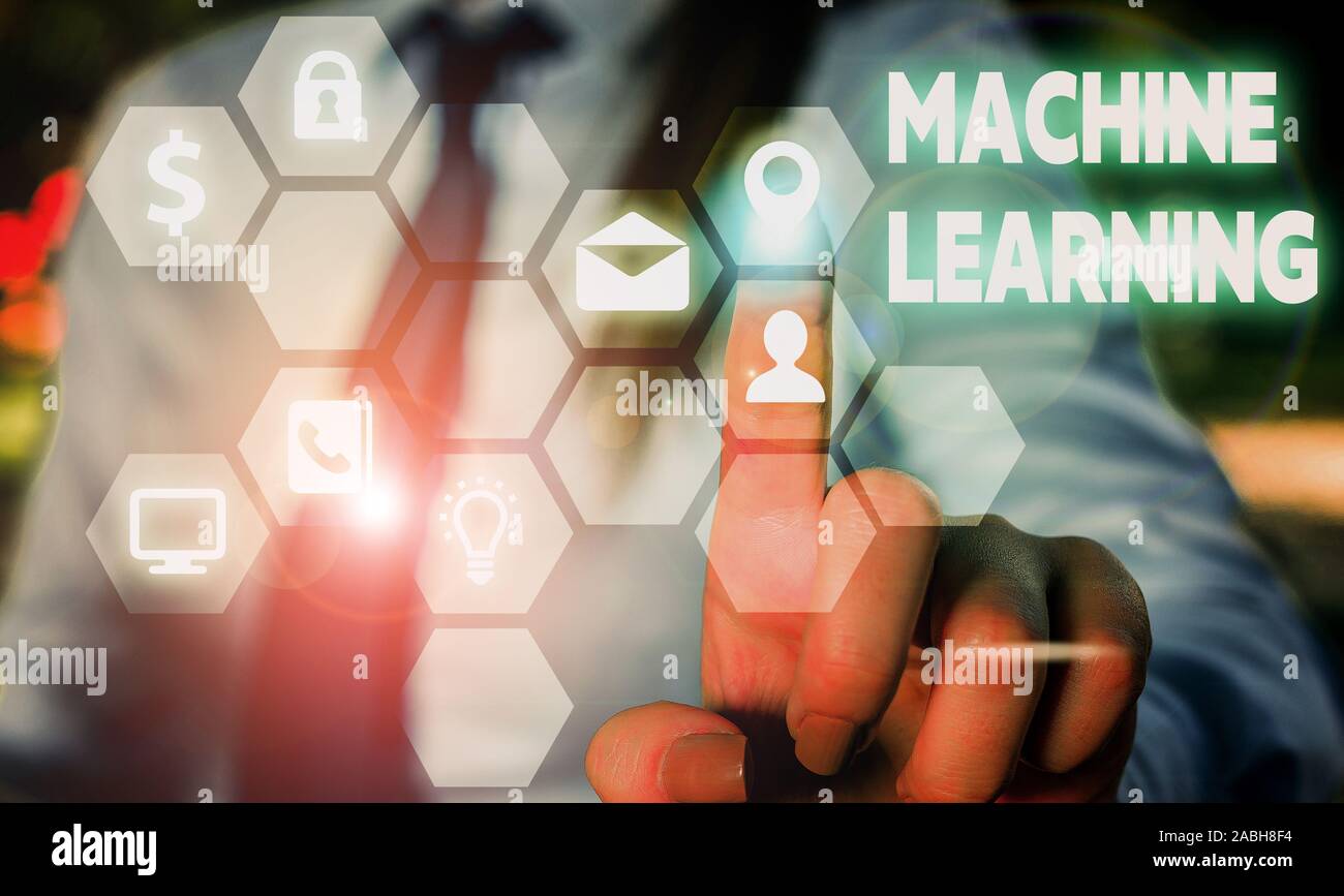 Conceptual hand writing showing Machine Learning. Concept meaning scientific study of algorithms and statistical models Stock Photo