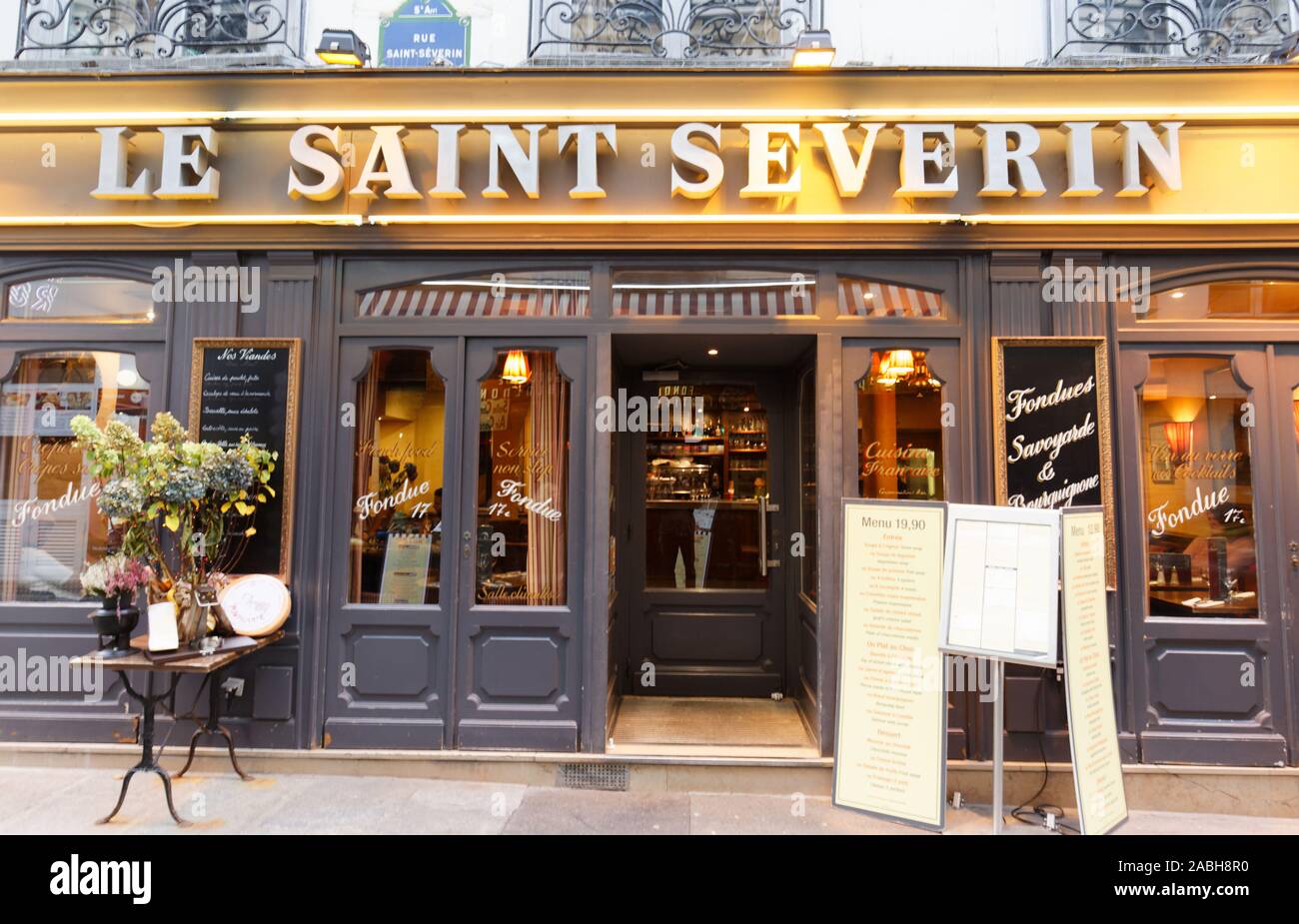 The traditional French restaurant Le Saint Severin located in Latin qurter , Paris, France. Stock Photo