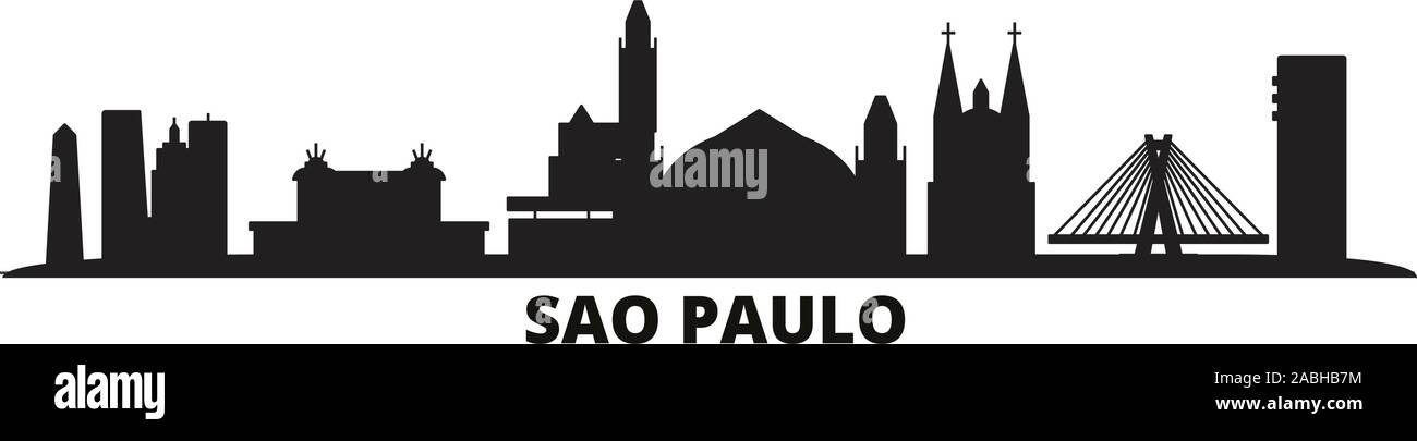 Brazil, Sao Paulo city skyline isolated vector illustration. Brazil, Sao Paulo travel cityscape with landmarks Stock Vector