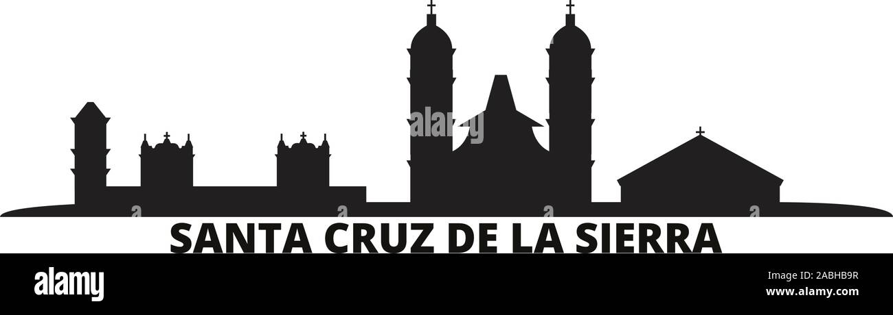 Bolivia, Santa Cruz De La Sierra city skyline isolated vector illustration. Bolivia, Santa Cruz De La Sierra travel cityscape with landmarks Stock Vector