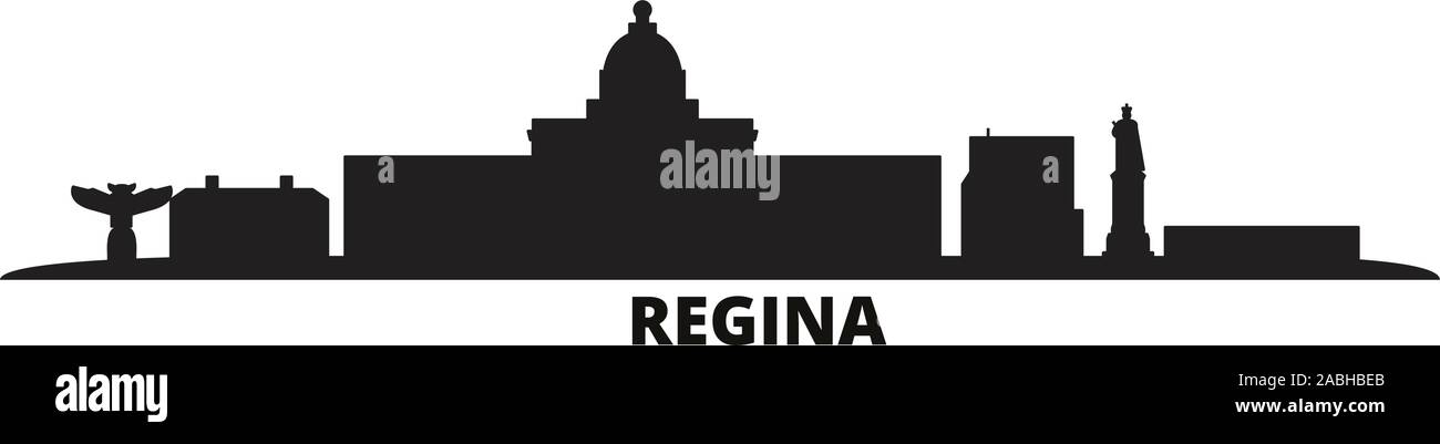 Canada, Regina city skyline isolated vector illustration. Canada, Regina travel cityscape with landmarks Stock Vector