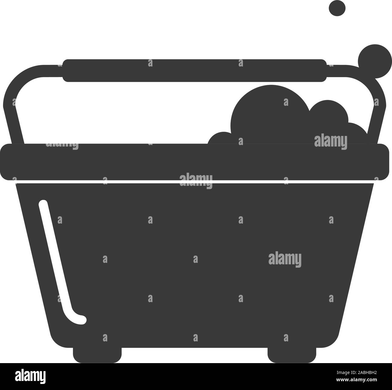 Window cleaning bucket with soapy bubbles icon in vector Stock Vector