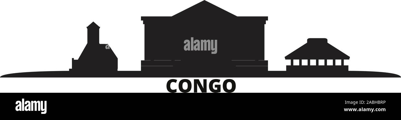Congo city skyline isolated vector illustration. Congo travel cityscape with landmarks Stock Vector