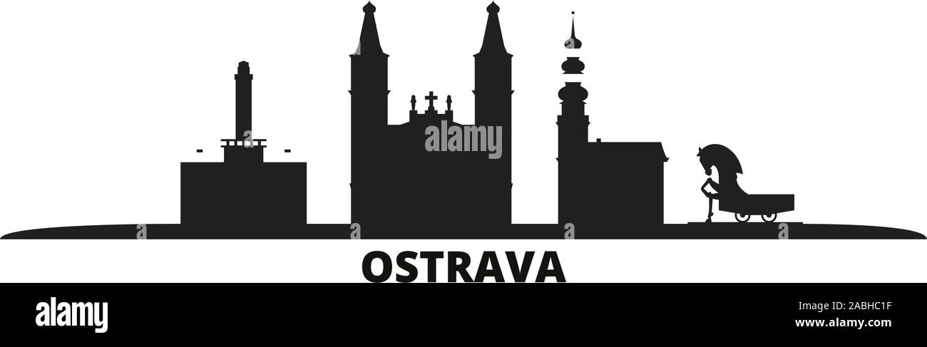 Czech Republic, Ostrava city skyline isolated vector illustration. Czech Republic, Ostrava travel cityscape with landmarks Stock Vector