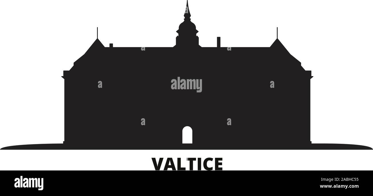 Czech Republic, Valtice city skyline isolated vector illustration. Czech Republic, Valtice travel cityscape with landmarks Stock Vector