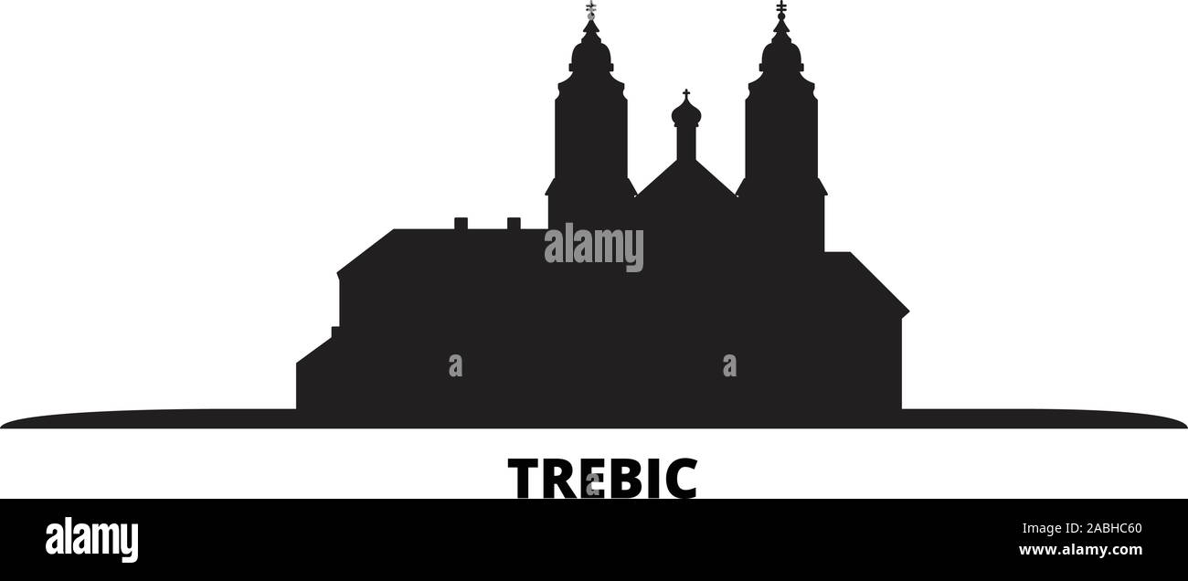 Czech Republic, Trebic city skyline isolated vector illustration. Czech Republic, Trebic travel cityscape with landmarks Stock Vector