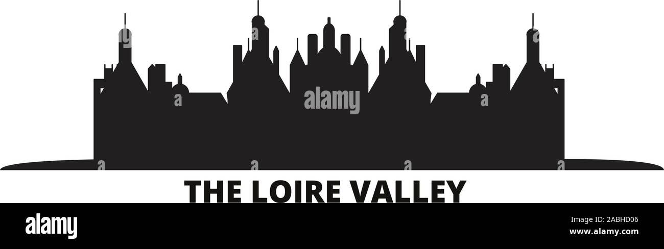 France, The Loire Valley city skyline isolated vector illustration. France, The Loire Valley travel cityscape with landmarks Stock Vector