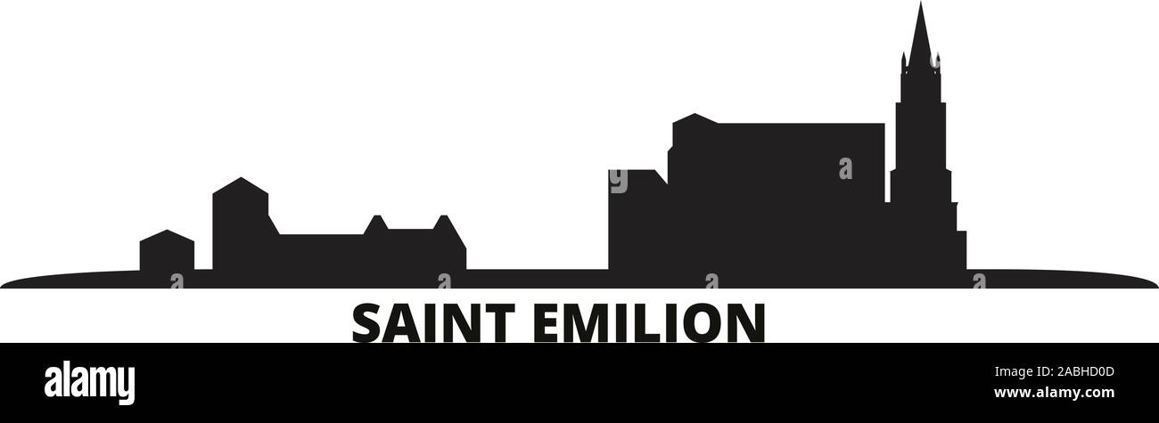 France, Saint Emilion city skyline isolated vector illustration. France, Saint Emilion travel cityscape with landmarks Stock Vector