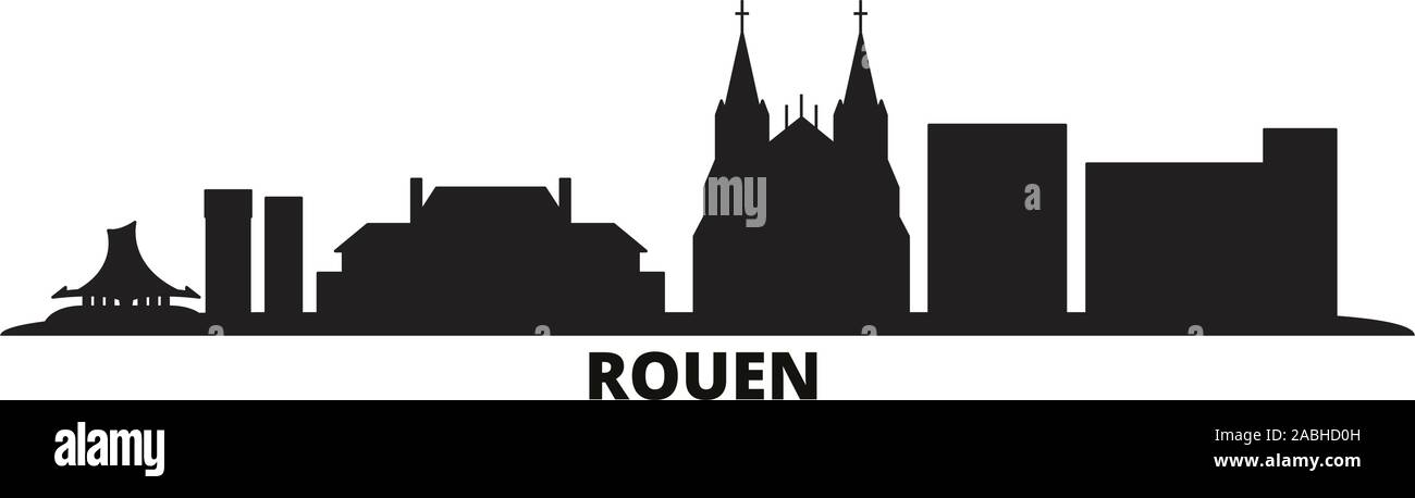 France, Rouen city skyline isolated vector illustration. France, Rouen travel cityscape with landmarks Stock Vector