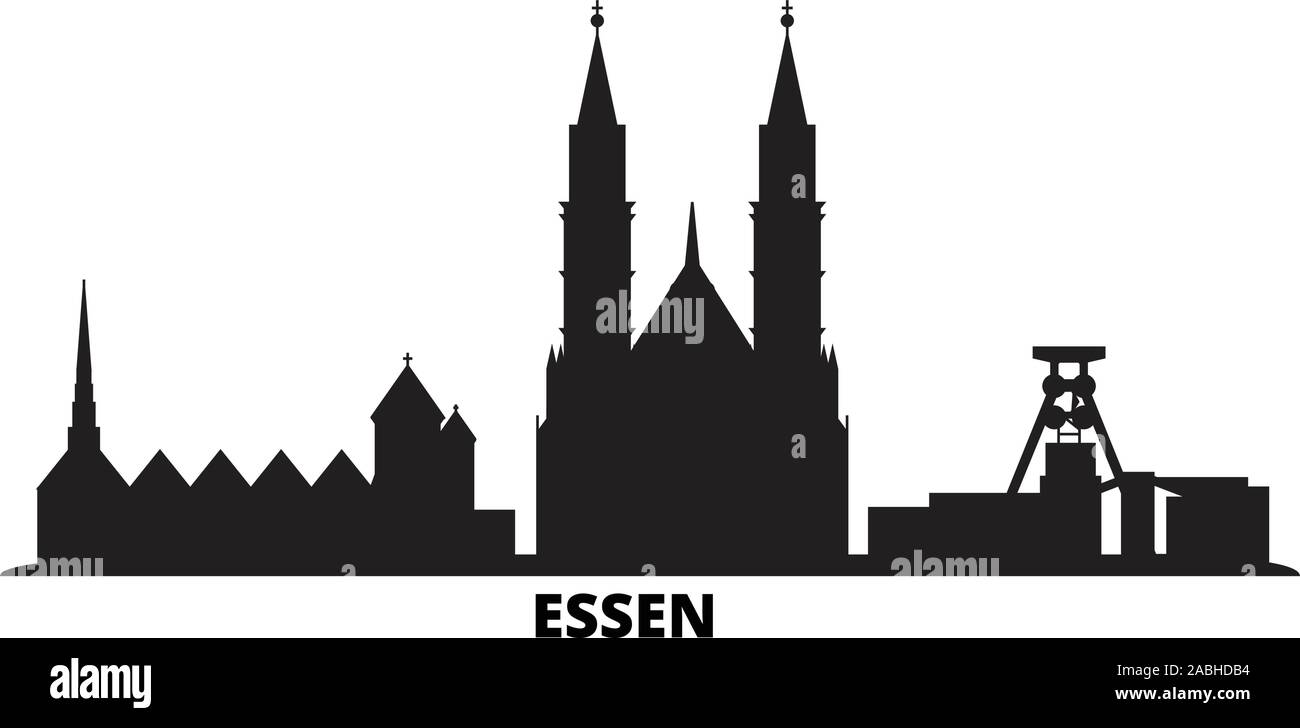 Germany, Essen city skyline isolated vector illustration. Germany, Essen travel cityscape with landmarks Stock Vector