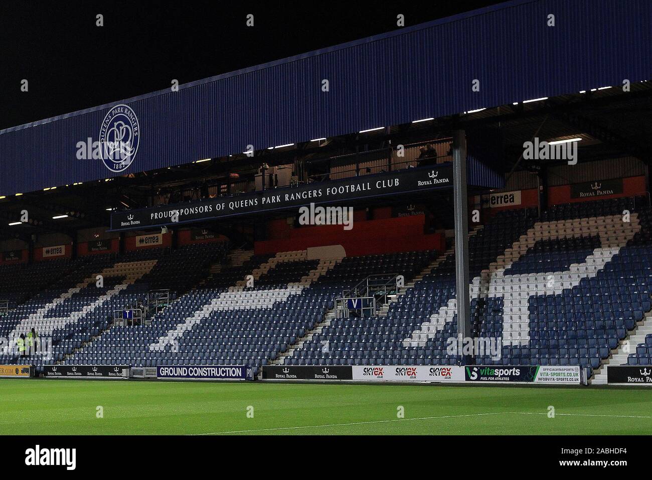 London, UK. 27th Nov, 2019. General view inside the The Kiyan Prince Foundation Stadium prior to kick off. EFL Skybet Championship match,  Queens Park Rangers v Nottingham Forest at The Kiyan Prince Foundation Stadium, Loftus Road  in London on Wednesday 27th November 2019.  this image may only be used for Editorial purposes. Editorial use only, license required for commercial use. No use in betting, games or a single club/league/player publications. Credit: Andrew Orchard sports photography/Alamy Live News Stock Photo