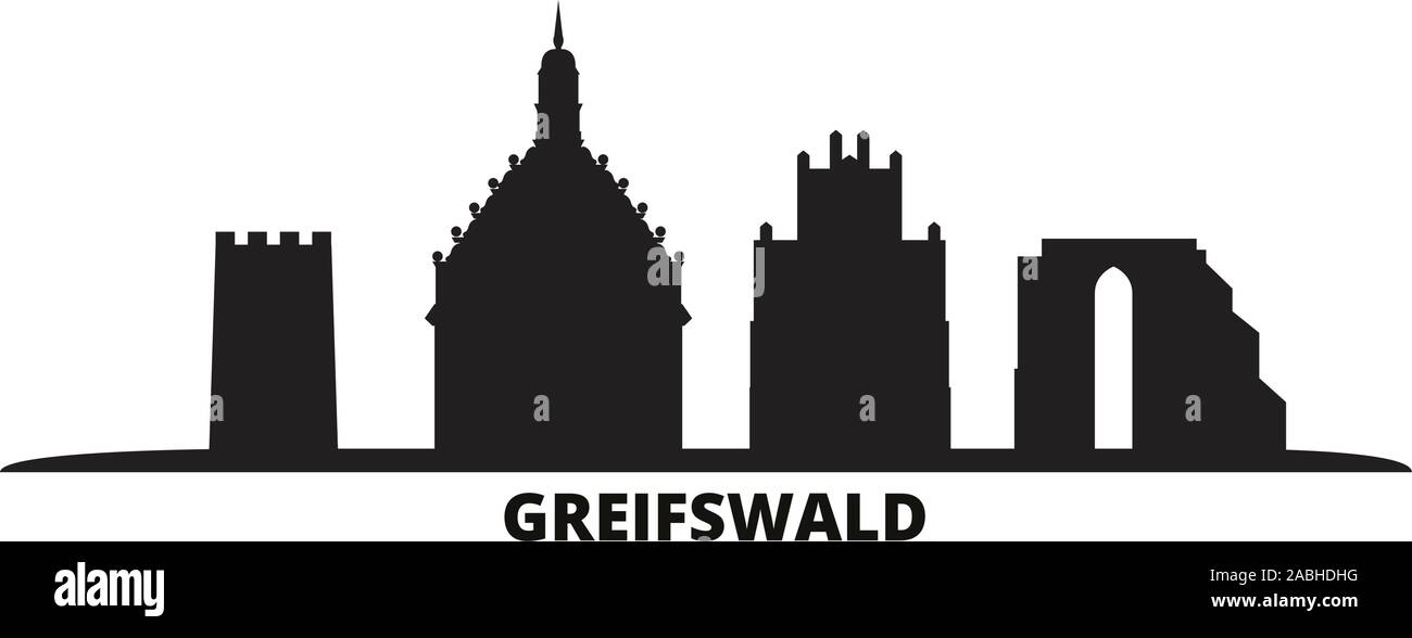 Germany, Greifswald city skyline isolated vector illustration. Germany, Greifswald travel cityscape with landmarks Stock Vector