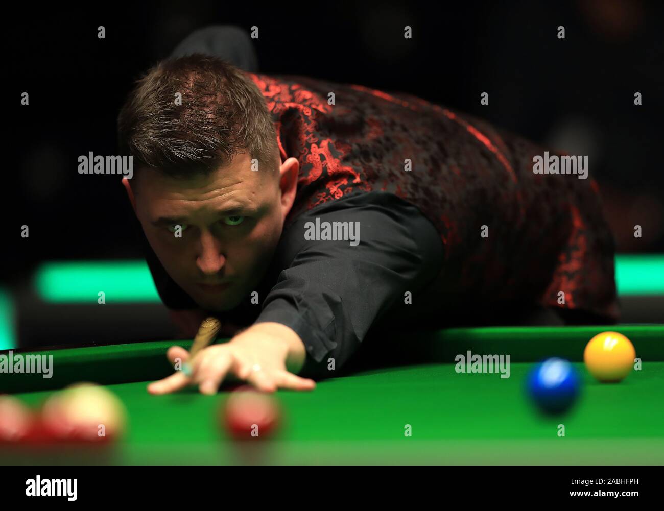 Kyren Wilson in action against Riley Parsons during day two of the Betway UK Championship at the York Barbican. Stock Photo