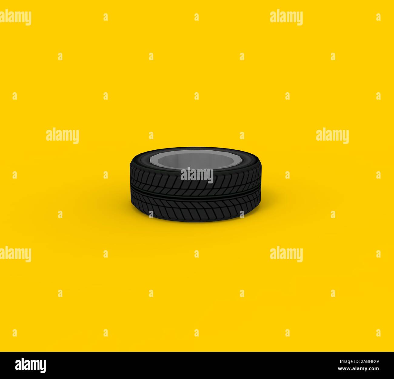 Black Wheel isolated on white 3D Rendering Stock Photo - Alamy