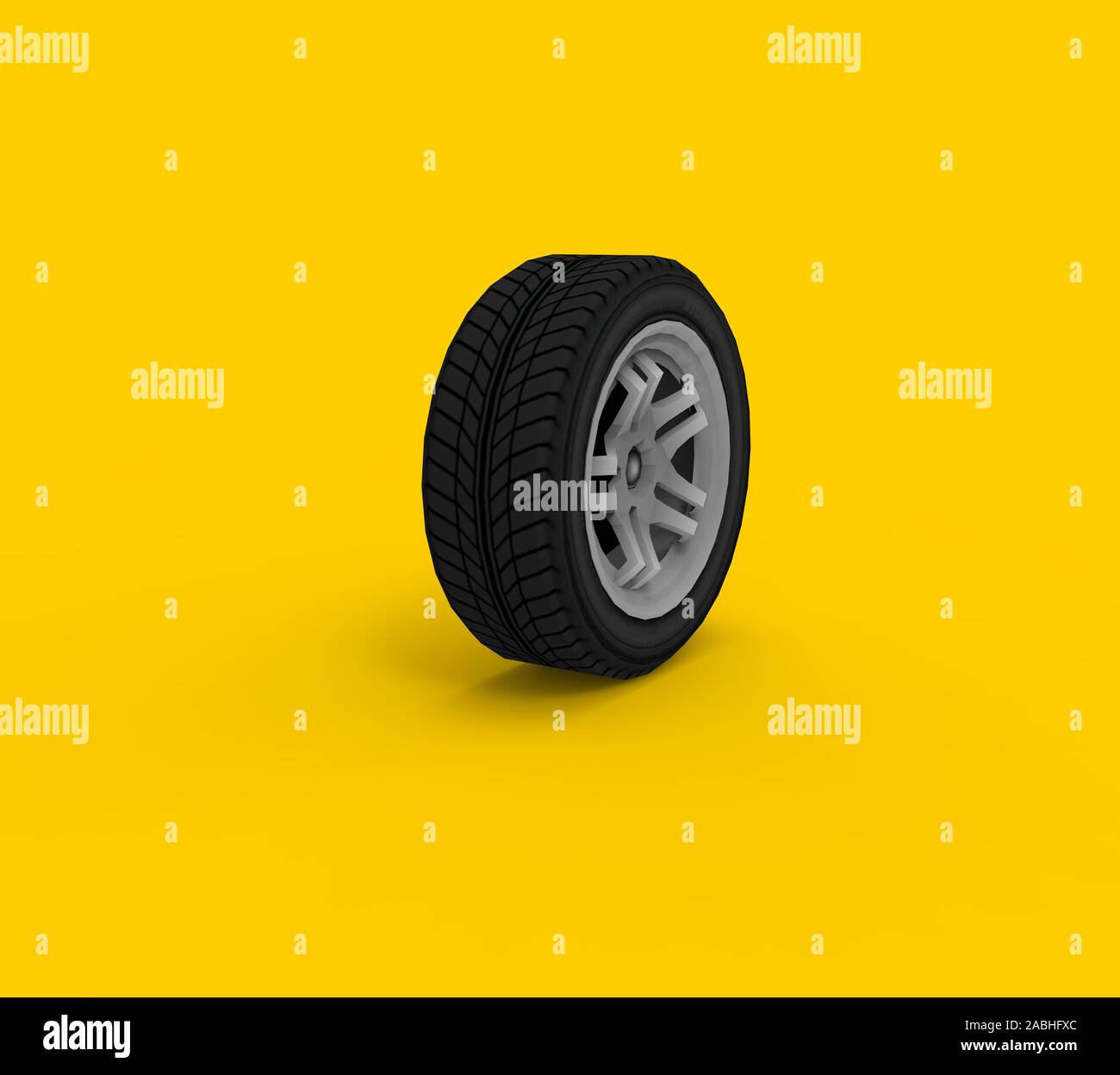Black Wheel isolated on white 3D Rendering Stock Photo - Alamy