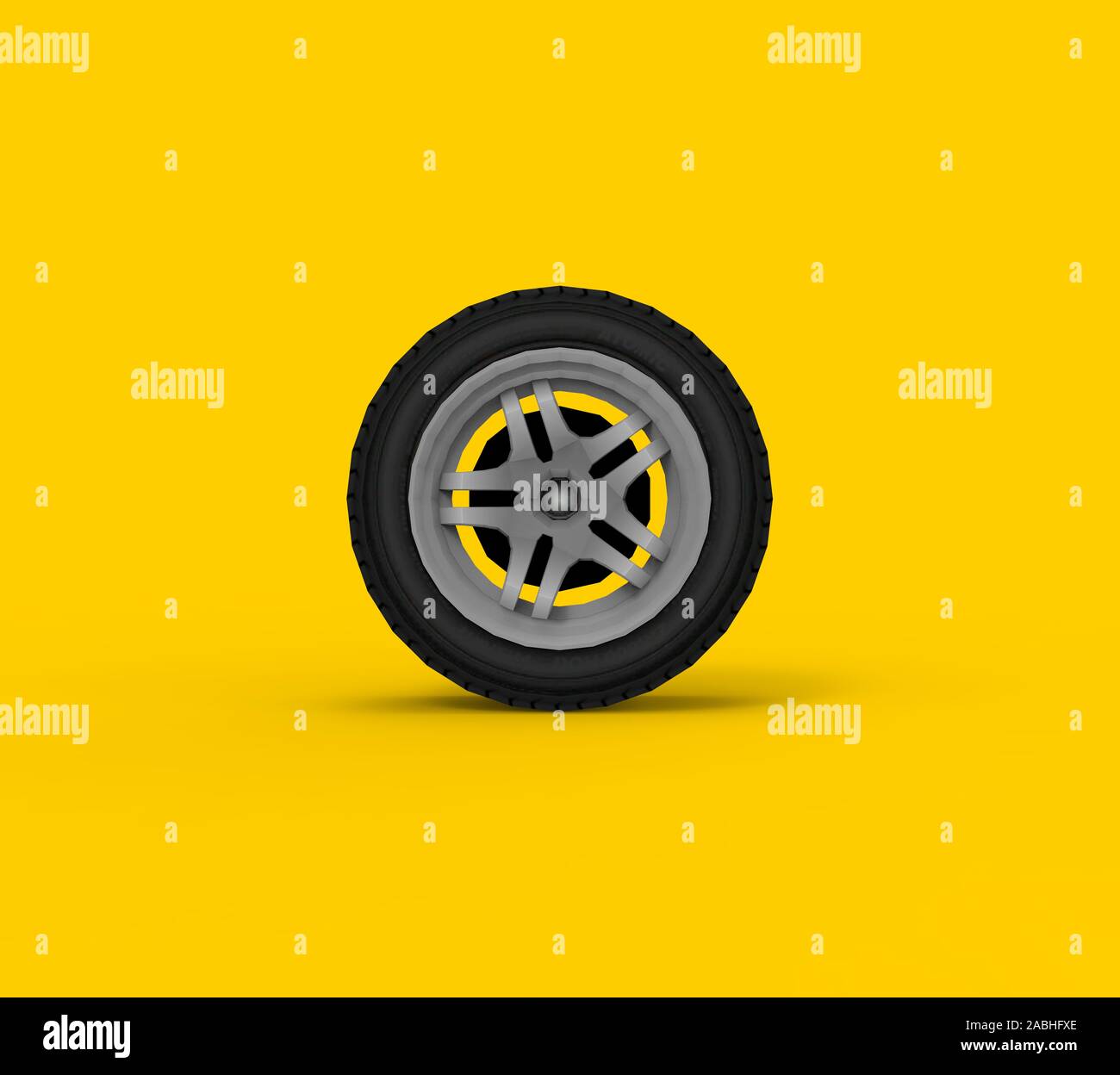 Black Wheel isolated on white 3D Rendering Stock Photo - Alamy