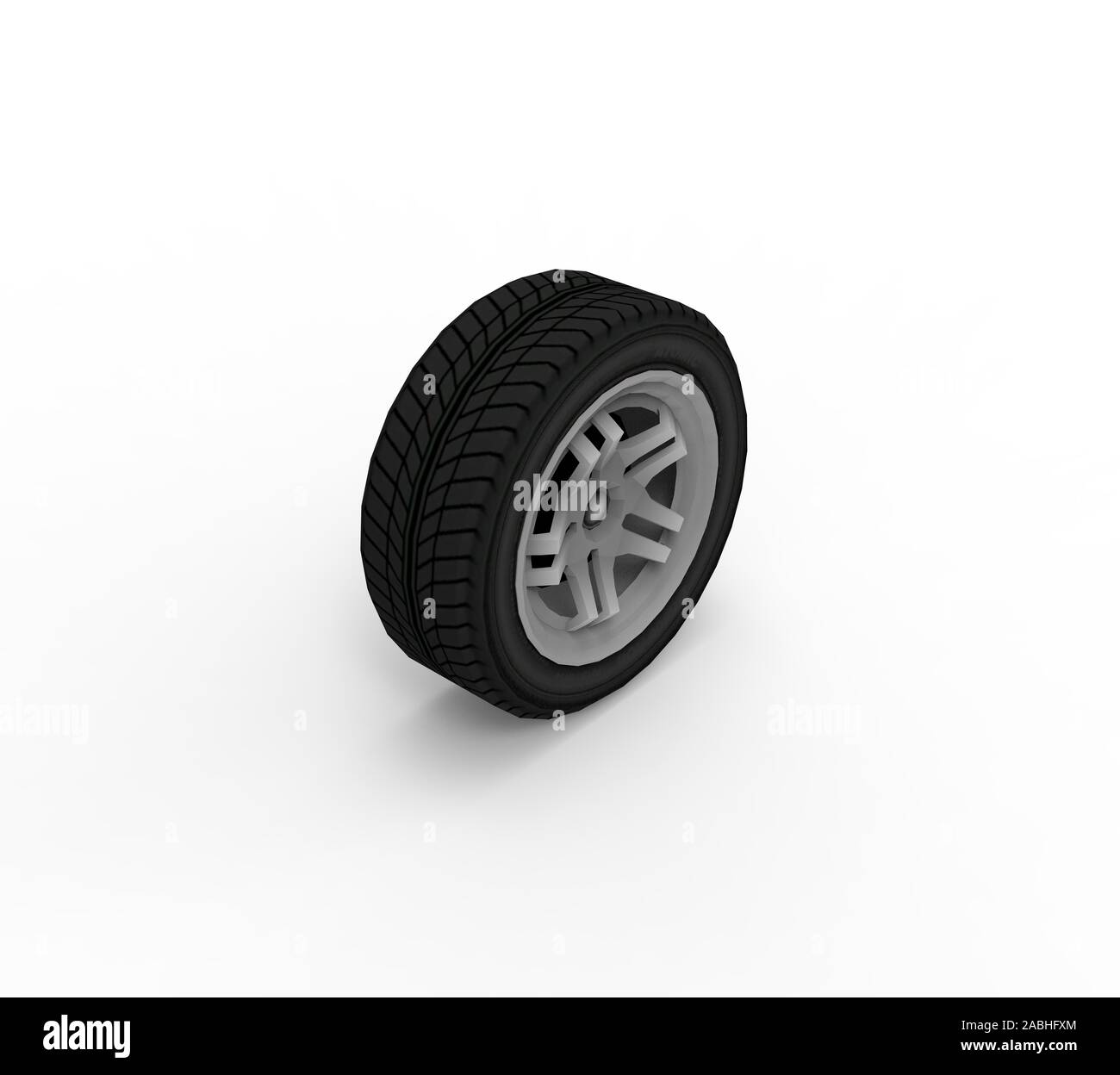 Black Wheel isolated on white 3D Rendering Stock Photo - Alamy