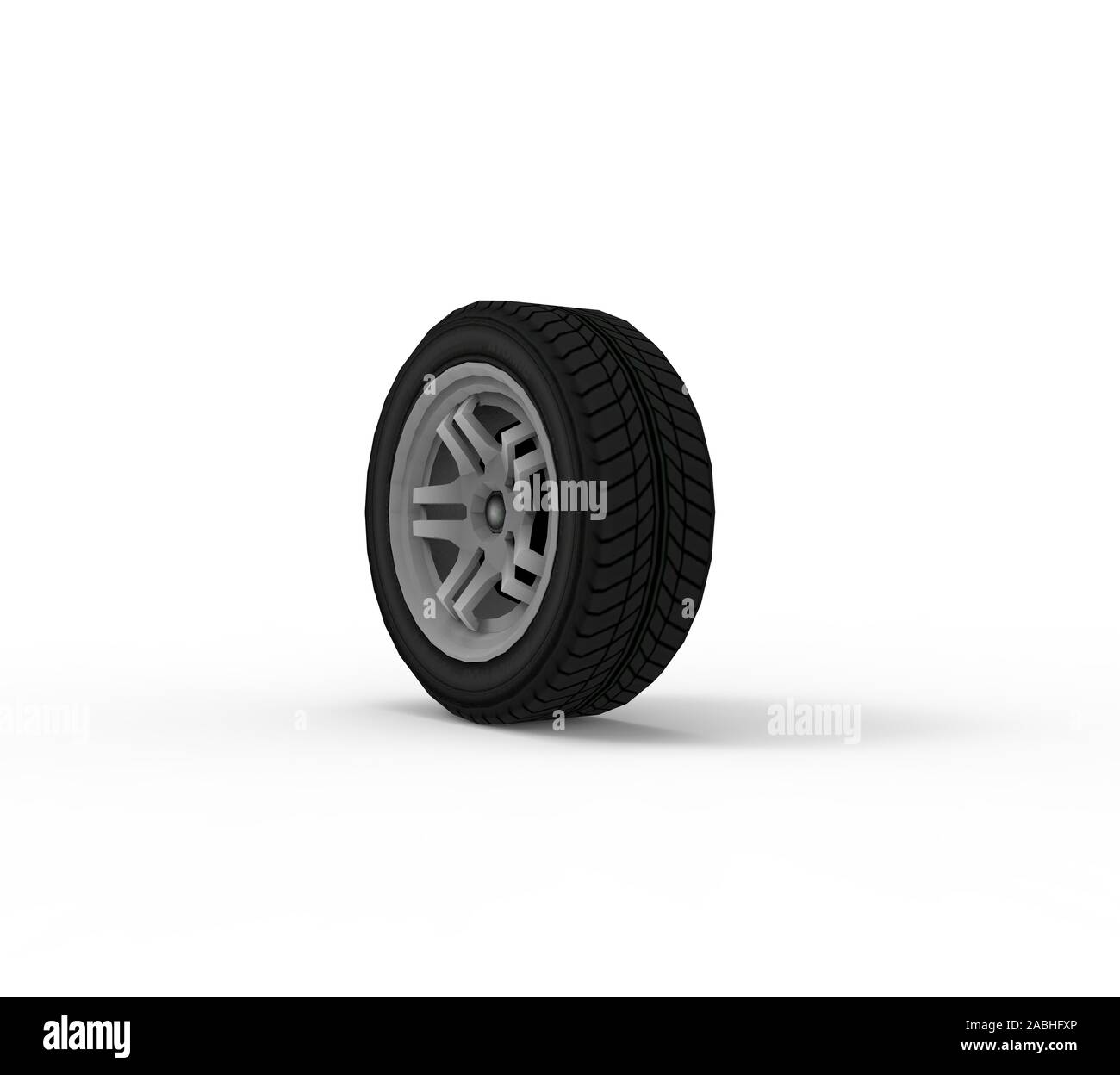 Black Wheel isolated on white 3D Rendering Stock Photo - Alamy