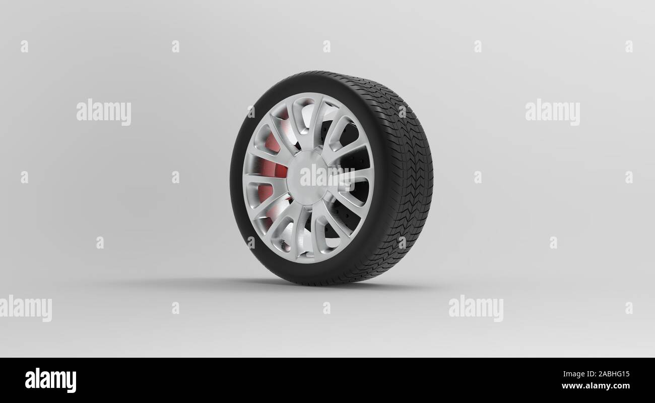 Black Wheel isolated on white 3D Rendering Stock Photo - Alamy