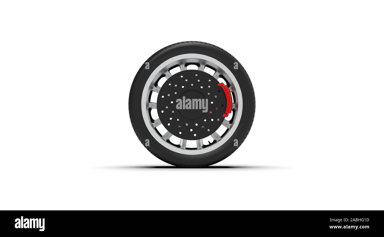 Black Wheel isolated on white 3D Rendering Stock Photo - Alamy
