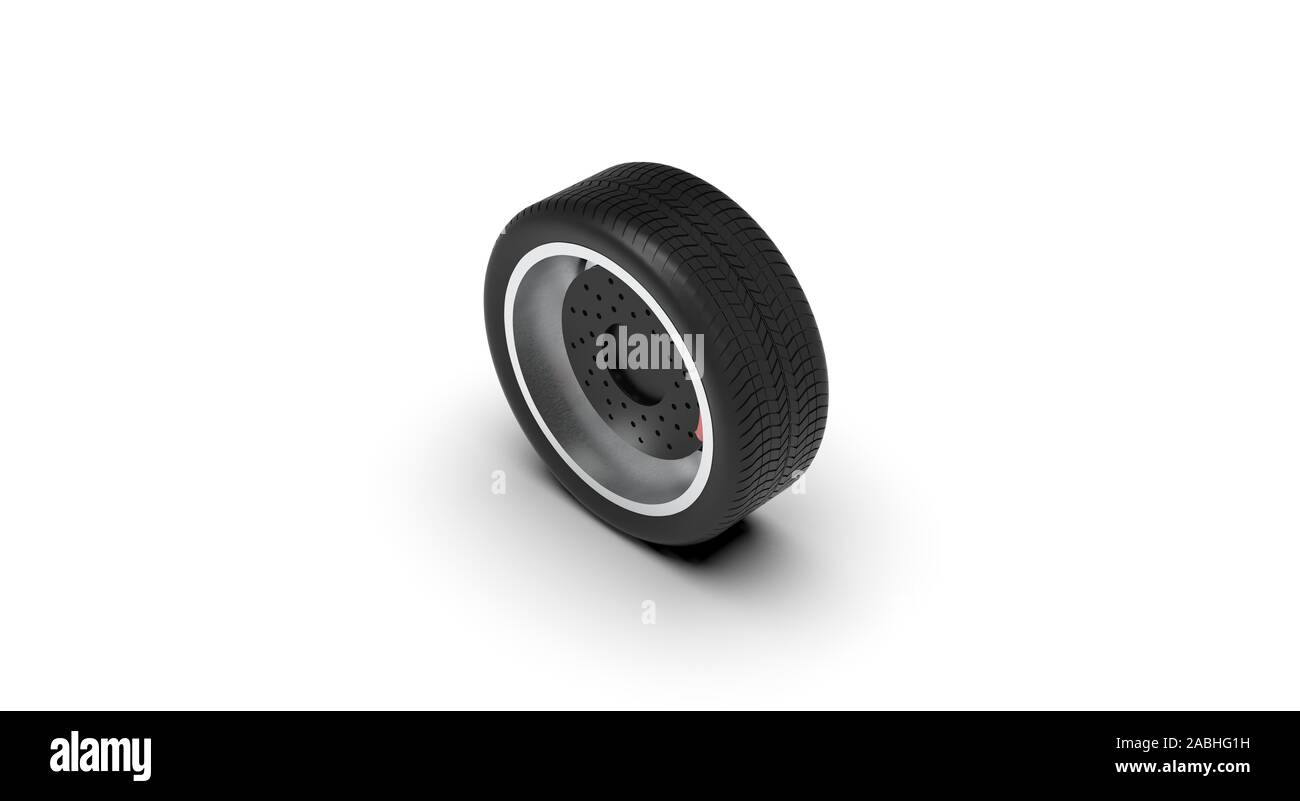 Black Wheel isolated on white 3D Rendering Stock Photo - Alamy