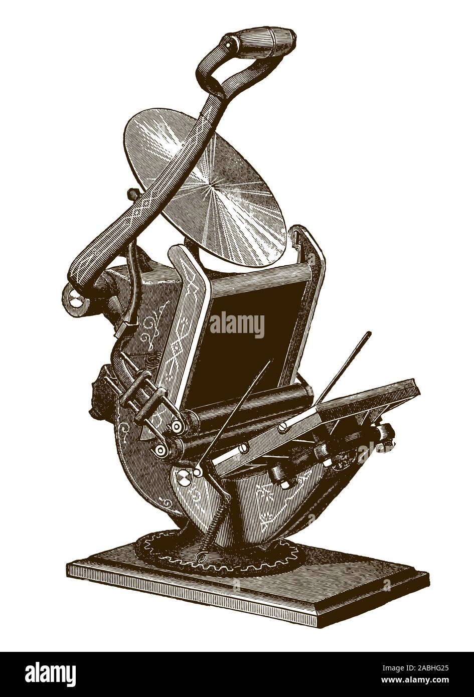 Historical handoperated tabletop platen printing press after an