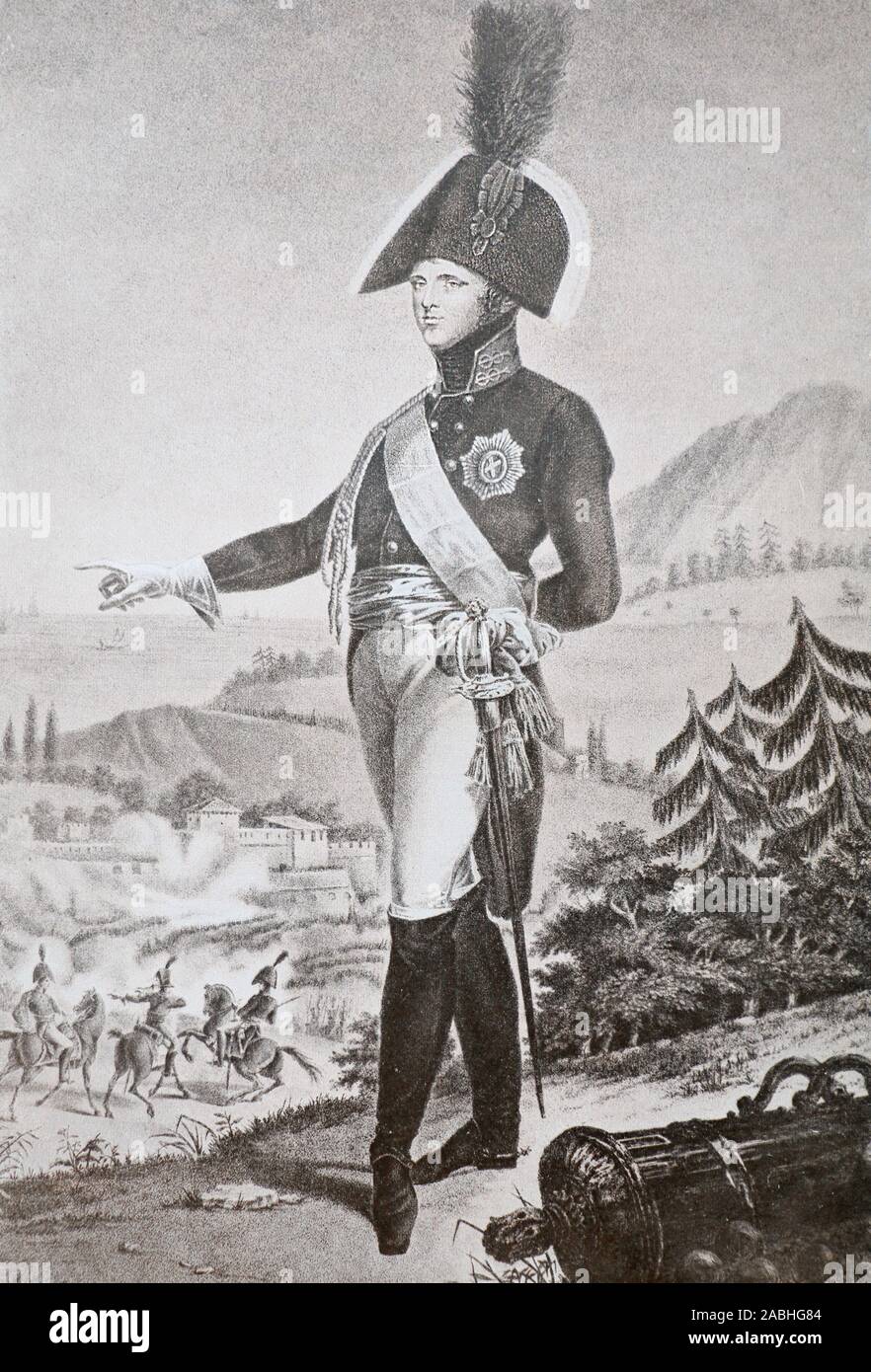 Portrait of the Russian Emperor Alexander I. Engraving of the 19th ...