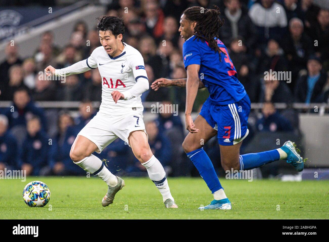 LONDON, ENGLAND - NOVEMBER 26: during the UEFA Champions League group B match between Tottenham Hotspur and Olympiacos FC at Tottenham Hotspur Stadium Stock Photo