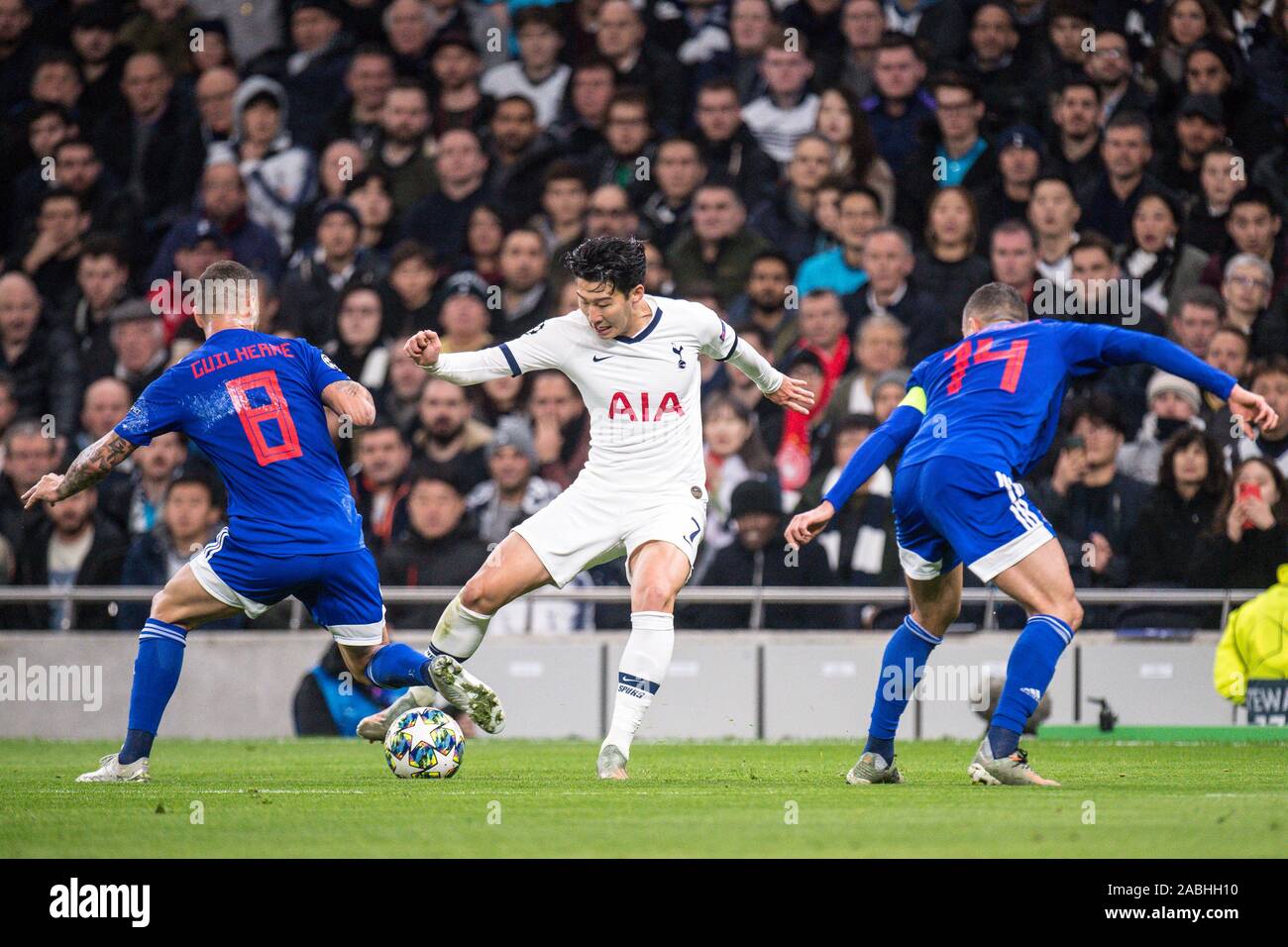 LONDON, ENGLAND - NOVEMBER 26: during the UEFA Champions League group B match between Tottenham Hotspur and Olympiacos FC at Tottenham Hotspur Stadium Stock Photo