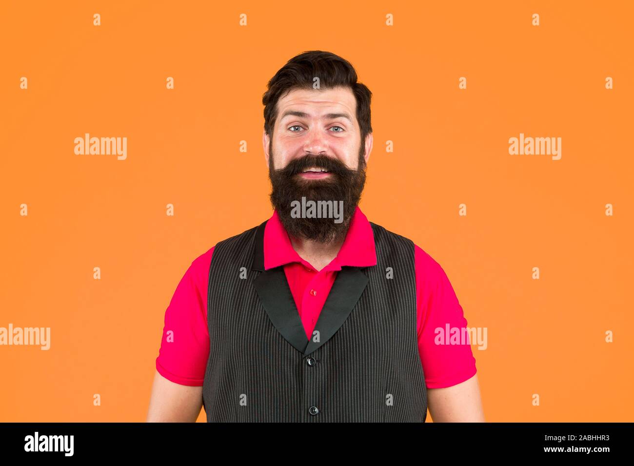 Beard Divides Boys From Men Bearded Man Orange Background Happy