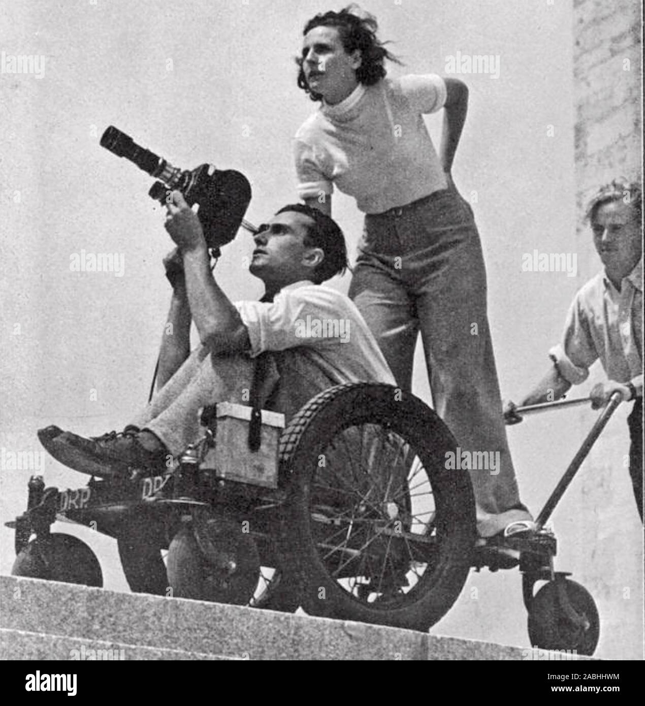 LENI RIEFENSTAHL (1902-2003) German film director supervising coverage of the 1936 Berlin Summer  Olympics for the film 'Olympia' Stock Photo