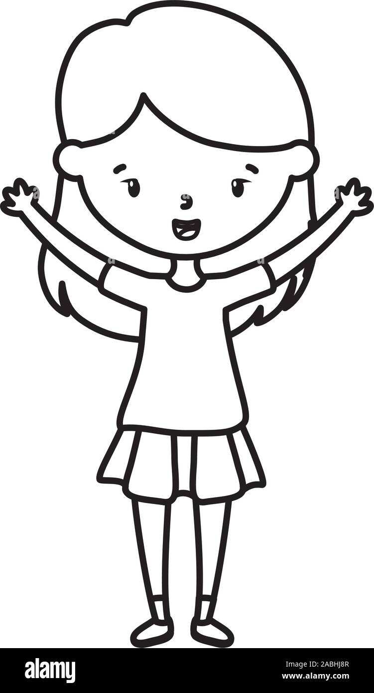 happy little girl cartoon character line style vector illustration Stock  Vector Image & Art - Alamy