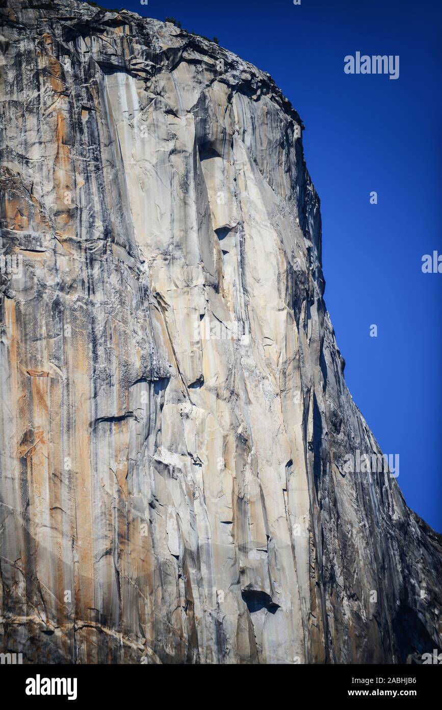 El Capitan, also known as El Cap, a vertical rock formation in Yosemite